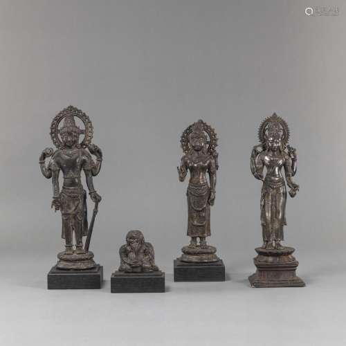 Low-alloy silver group of Vishnu, Lakshmi, and Garuda, with ...