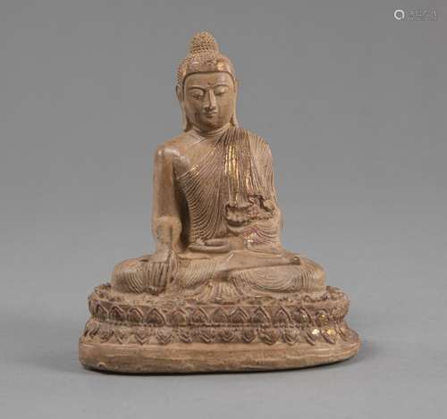 A CLAY FIGURE OF BUDDHA SHAKYAMUNI