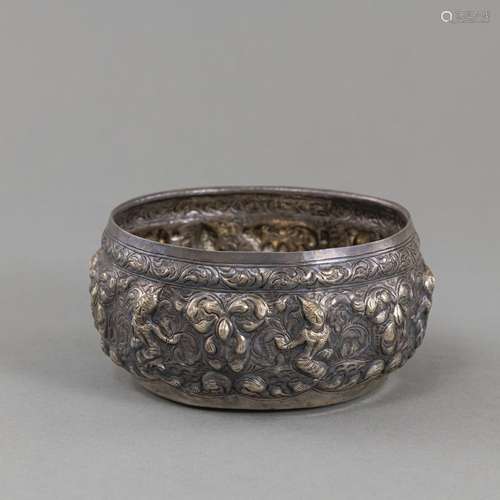 A REPOUSSÉ FIGURAL SILVER BOWL