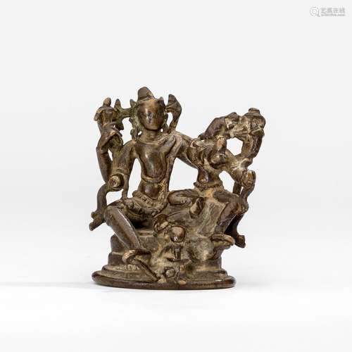 A BRONZE FIGURE OF VISHNU AND LAKSHMI