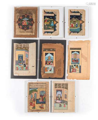 EIGHT MINIATURE PAINTINGS / BOOKS PAGES