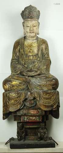 Statue processionnelle du Boddhisattva Kwan Yin assis