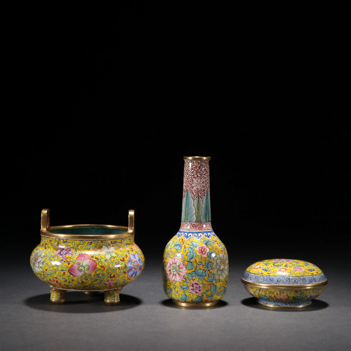 A Set of Delicate Cloisonne Ornaments