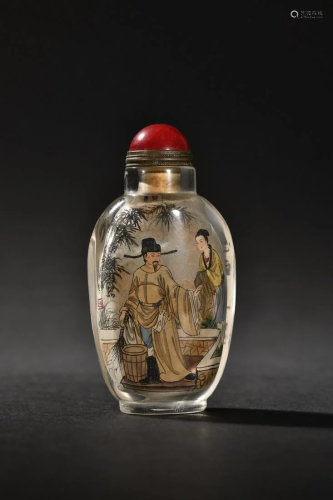 A Delicate Crystal Interior Painting Figures Snuff Bottle