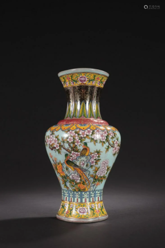 A Rare Glass 'Flower and Bird' Vase