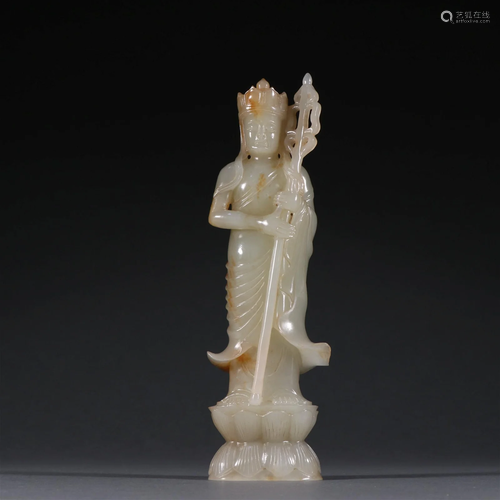 A Fine Hetian Jade Carved Figure of Buddha