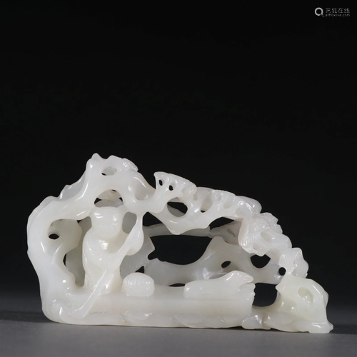 A Rare White Jade Carved Ornament