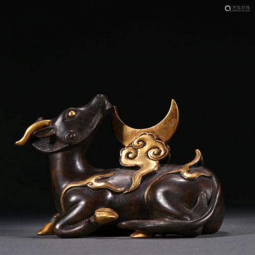 A Delicate Gilt-bronze Beast Penholder