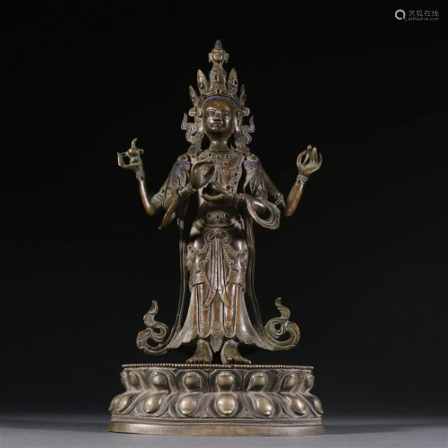 A Bronze Figure of Four-armed Guanyin