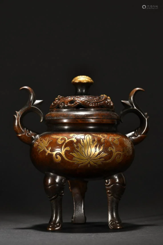 An Unusual Gilt-Copper Censer With Cover