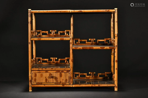 A Rare Xiangfei Bamboo Carved Shelf