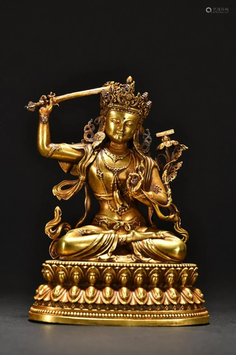 A Delicate Gilt-bronze Figure of Tara