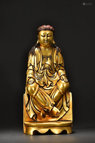 A Rare Gilt-bronze Fork-legged Buddha