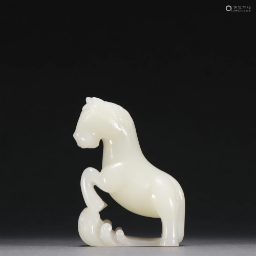 A Delicate Hetian Jade Carved Horse Ornament