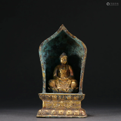 A Delicate Gilt-bronze Stupa Ornament