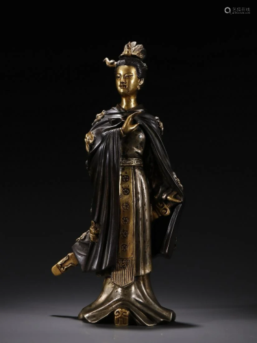 A Fine Gilt-bronze Maid Statue