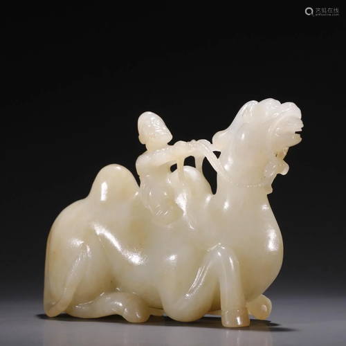 A Rare Hetian Jade Carved 'Camel' Ornament