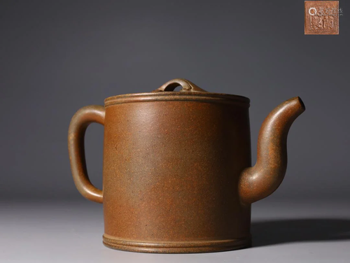 Cylindrical Purple Clay Teapot