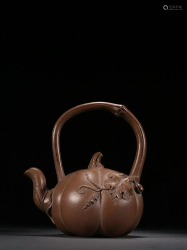 A Rare Zisha Pumpkin Teapot