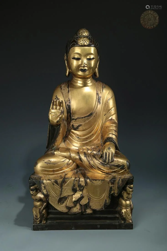 A Larger Gilt-bronze Figure of Buddha