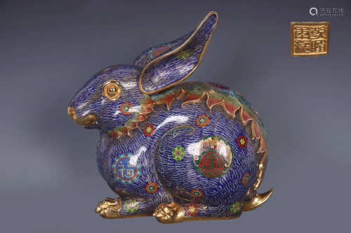 A Fine Cloisonne Enamel Rabbit Ornament