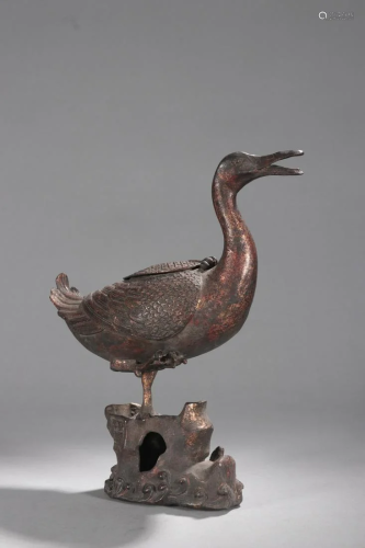 A Rare Bronze Duck Ornament