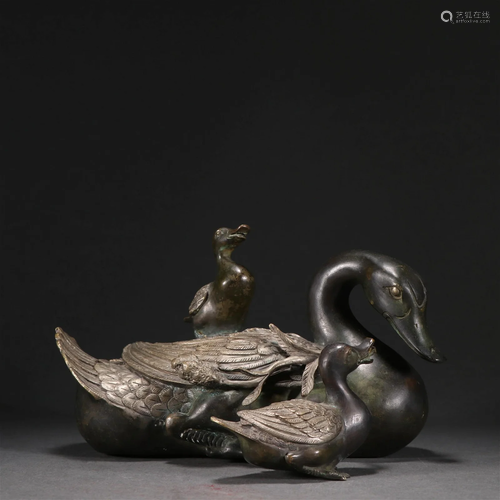 A Rare Bronze Duck Ornament