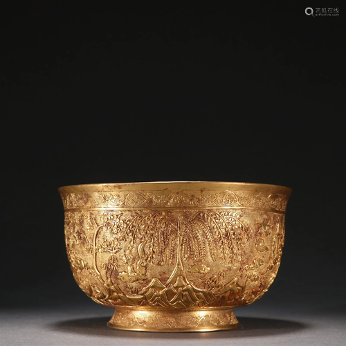 A Fine Gilt-bronze Character Story Bowl