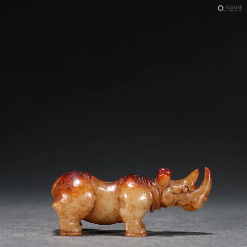 A Delicate Jade Carved Rhino Ornament