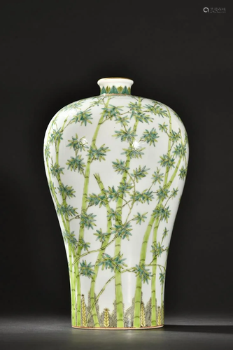 A Rare Famille-rose 'Jun Zi' Pattern Plum Bottle