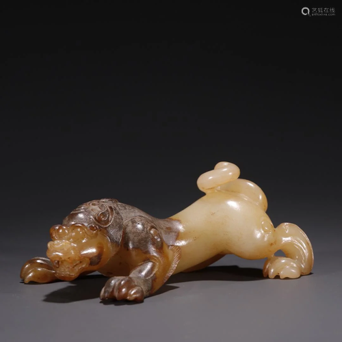 A Fine and Old Jade Carved Beast Ornament