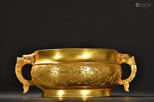 A Rare Gilt-bronze 'Eight Immortals' Pattern Cense...