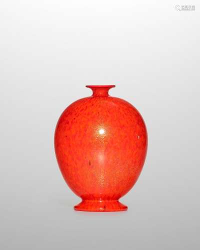 【¤】MURANO Vasecirca 1940blown glass applied with gold foil a...