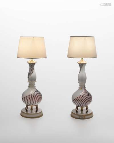 【¤】DINO MARTENS (1894-1970) Pair of Bianca Nero Table Lamp B...