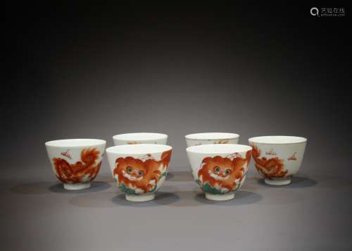 6 Chinese 19th century teacups