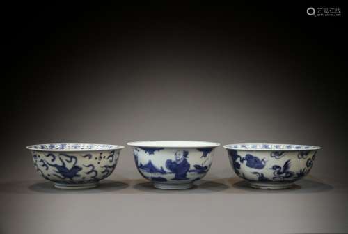 3 Chinese 17th century bowls