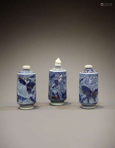 3 vials of Chinese 19th century porcelain