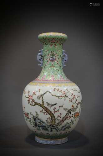 A Chinese vase of flowers and birds from the 18th century