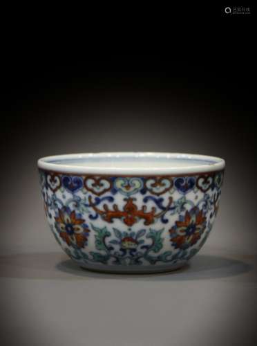 A Chinese 18th-century decorated bowl with colorful ornament...