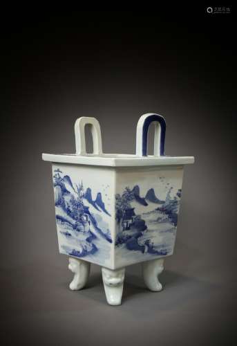 A Chinese porcelain incense burner from the 19th to the 20th...