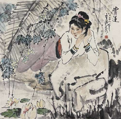 宋吟可 赏莲图 立轴 纸本