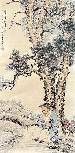 吴观岱 松下老翁 立轴 纸本