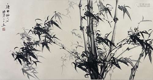 柳子谷 墨竹 镜芯 纸本