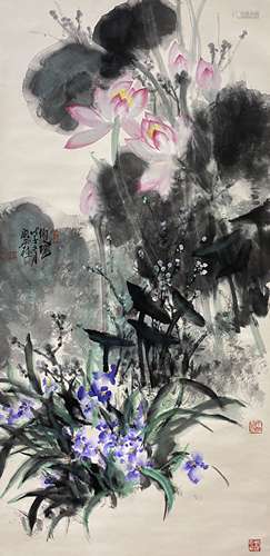 宋雨桂 荷花 立轴 纸本