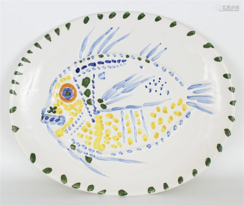 Picasso Madoura, "White Ground Fish" Ceramic Plate