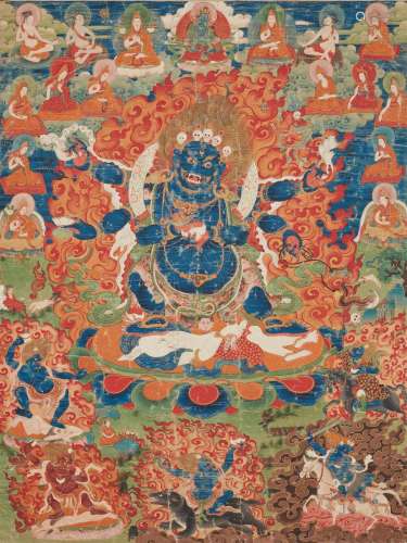 THANGKA DE SHADBUJA MAHAKALA TIBET, XVII/XVIIIE SIÈCLE