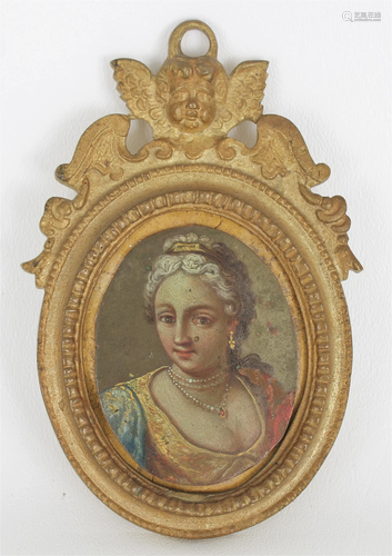 Italian Miniature Portrait of Venetian Noble Lady