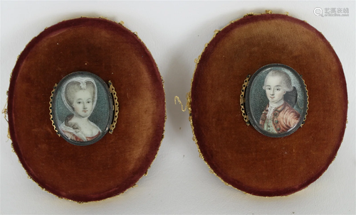 (2) European School Miniature Portraits of Couple