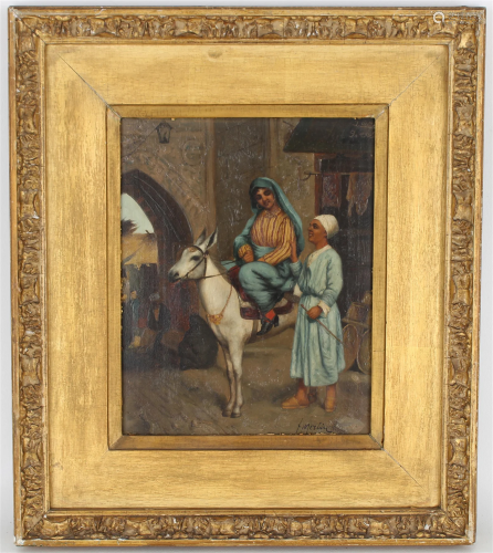 Signed, 19th C. Orientalist Cairo Street Scene