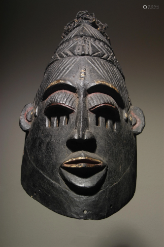 Early 20th C. Igbo Ojukwu Helmet Mask